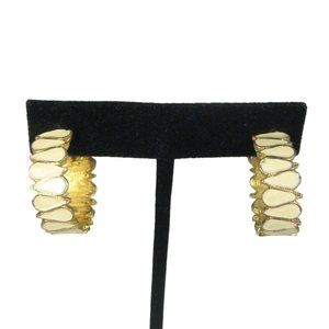 VIRO Enamel Earrings CLIP ON Goldtone Vintage 1 Inch